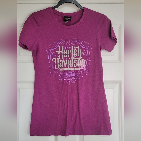 Harley-Davidson Purple 'Black Widow, Port Charleston Fl.' Short Sleeve Tee - M - Picture 1 of 7